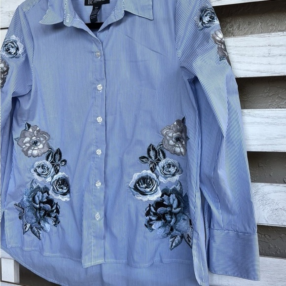INC International Concepts Blue Button Down Shirt - Picture 3 of 8